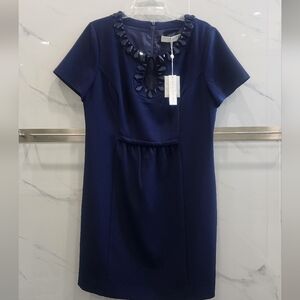 NWT Trina Turk Navy Blue Keyhole Embellished Crystal Mini Dress Size 12